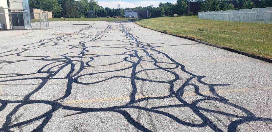 Crack Fill Cleveland Ohio Asphalt Parking Lot
